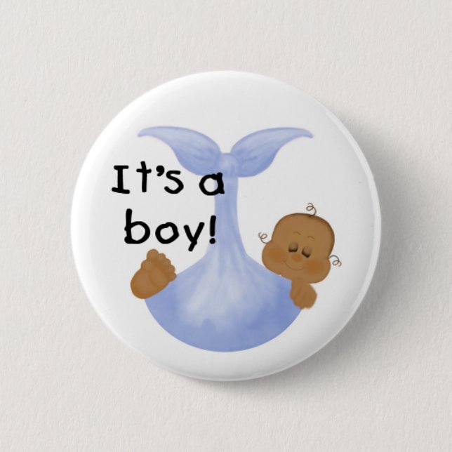 It's a Boy African American 6 Cm Round Badge (Front)