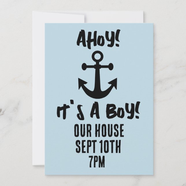 IT'S A BOY! AHOY! CUSTOM BABY SHOWER INVITATION (Front)