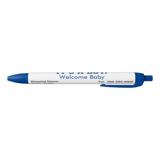 It's A Boy Announcement Hospital Name Blue Ink Pen (Bottom)