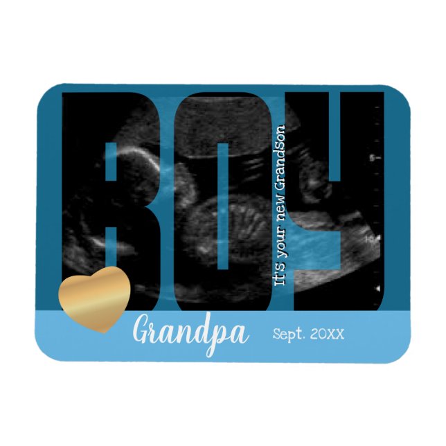 It's a Boy Announcement - Sonogram with DIY Text Magnet (Horizontal)