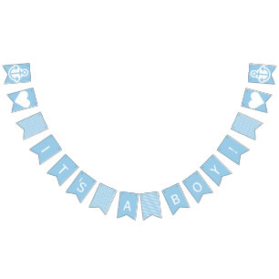 Its A Boy Baby Blue and White Nautical Bunting