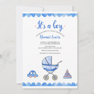 It's a Boy Baby Carriage Shower Invitation