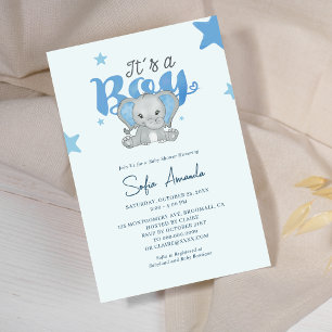 It's a Boy Baby Elephant Baby Shower Invitation