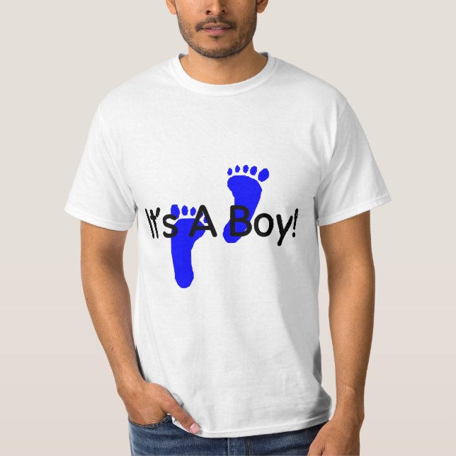 Its A Boy Baby Footprints T-Shirt (Front)