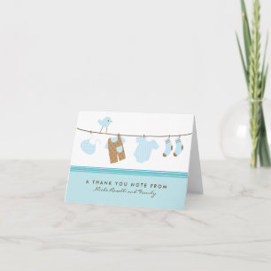It's a Boy Baby Laundry Thank You Card (aqua)