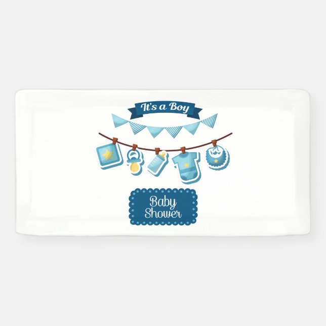 It's A Boy Baby Shower 2x1 Vinyl Banner (Horizontal)