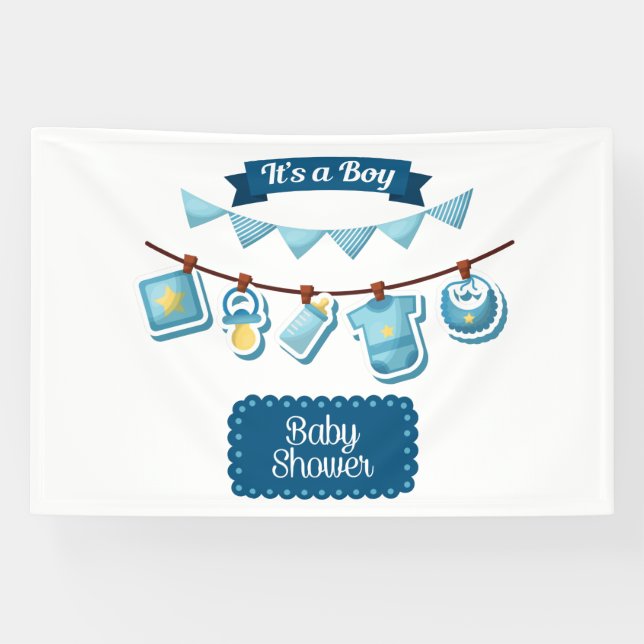 It's A Boy Baby Shower 4x6 Vinyl Banner (Horizontal)
