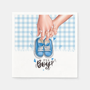 It's a Boy Baby Shower Blue Boy Shoes Napkin