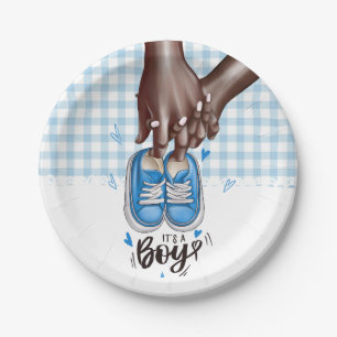 It's a Boy Baby Shower Blue Boy Shoes Paper Plate