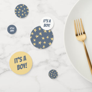 Its a Boy Baby Shower Blue Gold Stars Confetti