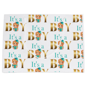 It's a boy baby shower Dinosaur   Large Gift Bag