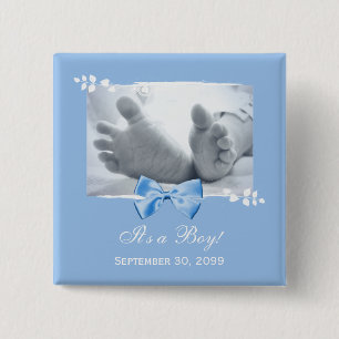Its a Boy Baby Shower Elegant Birth Announcement 15 Cm Square Badge
