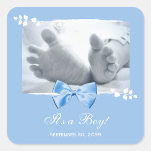 Its a Boy Baby Shower Elegant Birth Announcement Square Sticker