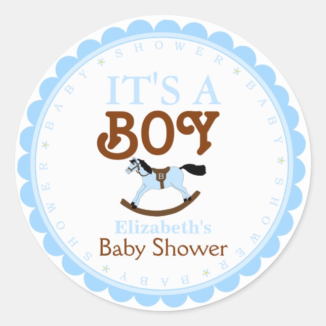 It's A Boy-Baby Shower Favour Classic Round Sticker (Front)