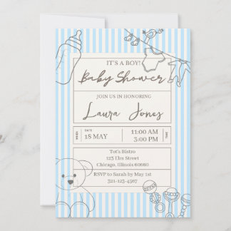 I'ts a Boy Baby Shower French theme Invitation