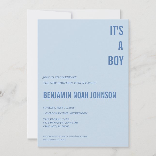 It's a BOY Baby Shower Invitation (Front)