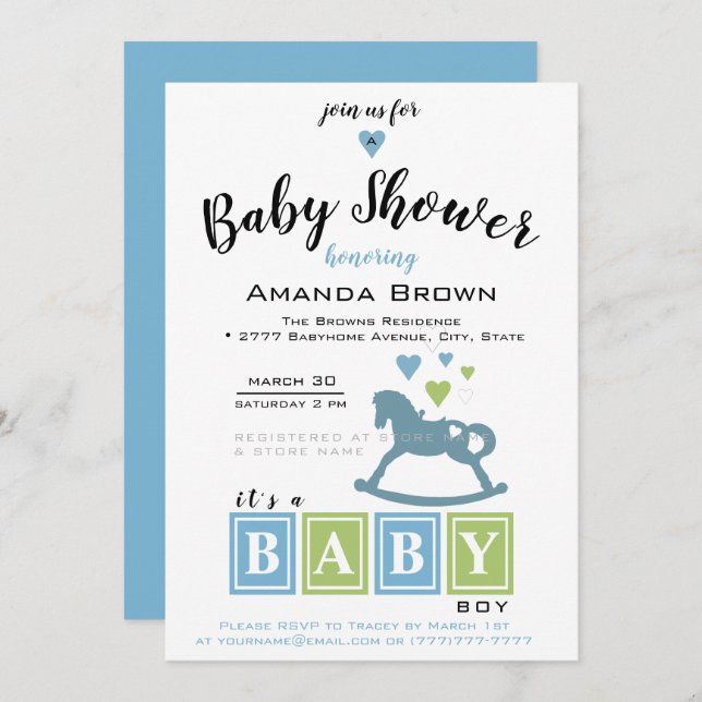 It's a Boy Baby Shower Invitation (Front/Back)