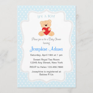 It's A Boy Baby Shower Invitation Blue