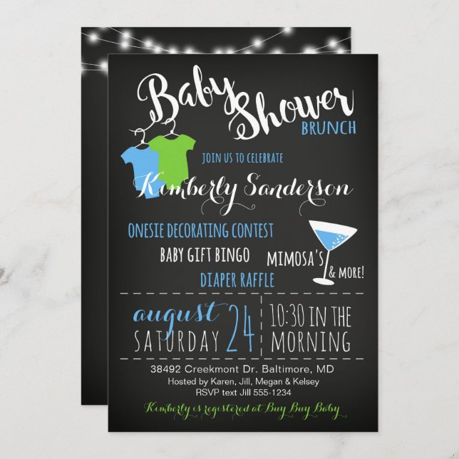 It's a Boy Baby Shower Invitation Brunch Book Card (Front/Back)