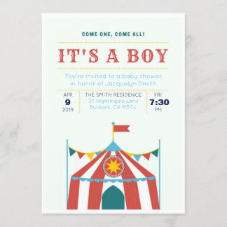 It's A Boy Baby Shower Invitation Circus