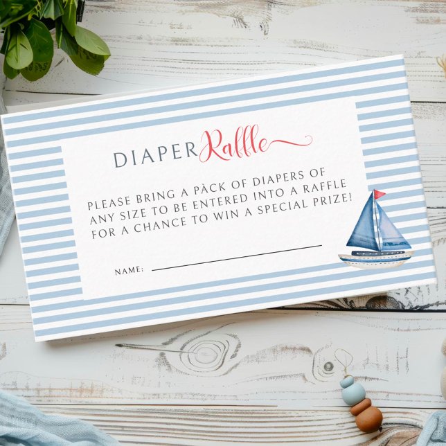 Its a Boy Baby Shower Nautical Diaper Raffle  Enclosure Card (Creator Uploaded)
