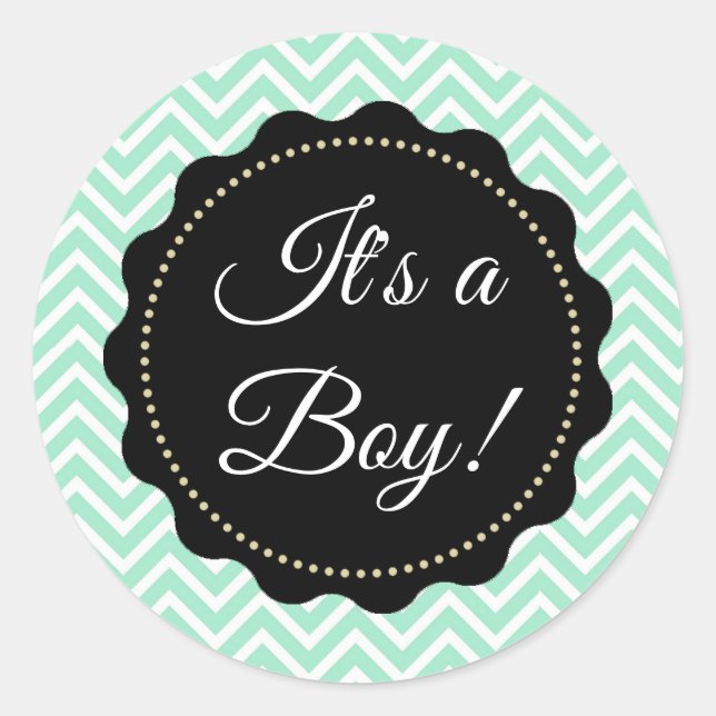 It's a Boy! Baby Shower Sage Green Stickers (Front)