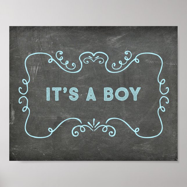 It's a Boy Baby Shower Sign Blue Chalkboard (Front)