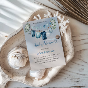 It's a Boy Baby Shower with Blue Laundry Theme Invitation
