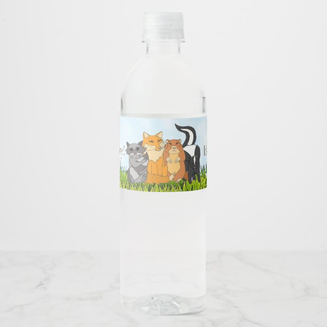 It's a Boy Baby Shower Woodland Creatures Water Bottle Label (Front)