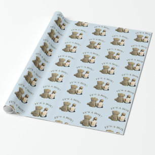 Its a boy, Baby & Teddy Bear Baby Shower Gift Wrap