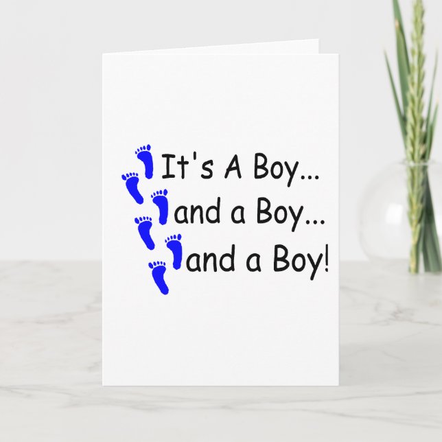 Its A Boy Baby Triplets Announcement (Front)