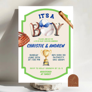 It's A Boy Baseball Coed Baby Shower Invitation