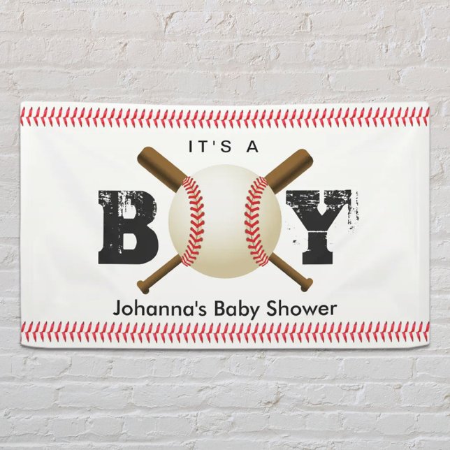 It's a Boy Baseball Stitching Sports Baby Shower Banner (Creator Uploaded)