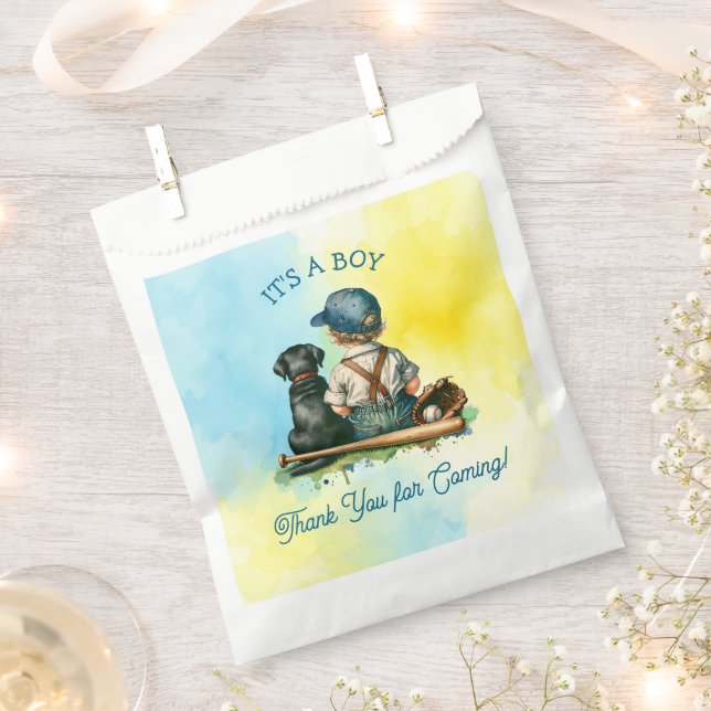 It's a Boy  | Baseball Themed Baby Shower Favour Bag (Clipped)