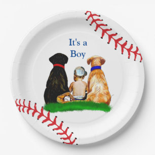 It's a Boy,   Baseball Themed Baby Shower Paper Plate