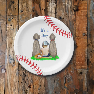 It's a Boy, Baseball Themed Boy's Baby Shower Paper Plate