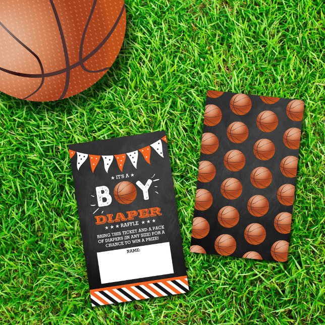 It's A Boy! Basketball Baby Shower Diaper Raffle Enclosure Card (Creator Uploaded)