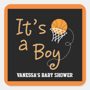 IT'S A BOY Basketball Baby Shower Party Sticker