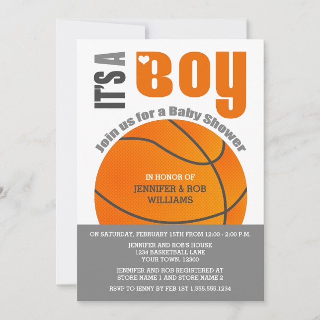 It's a Boy Basketball Couples Baby Shower Invitation (Front)