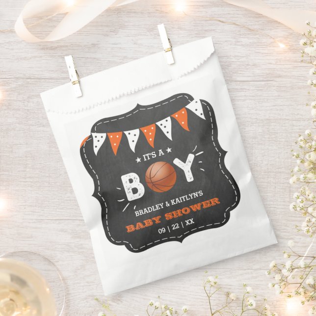 It's A Boy! Basketball Themed Co-ed Baby Shower Favour Bag (Clipped)