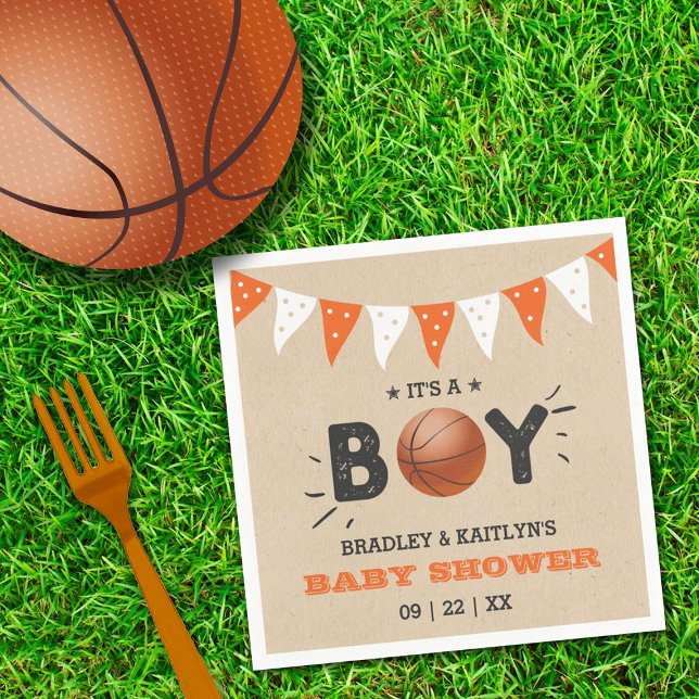 It's A Boy! Basketball Themed Co-ed Baby Shower Napkin (Creator Uploaded)
