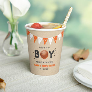 It's A Boy! Basketball Themed Co-ed Baby Shower Paper Cups