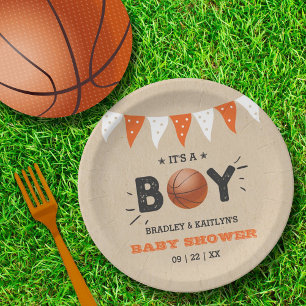 It's A Boy! Basketball Themed Co-ed Baby Shower Paper Plate