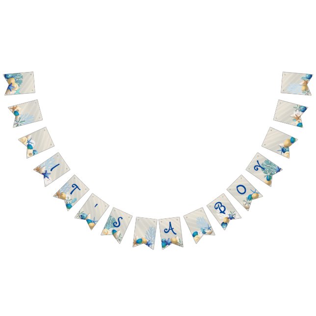 It's a Boy, Beach Themed Boy's Baby Shower Bunting (All)