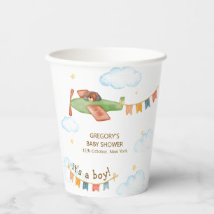 It's A Boy Bear Airplane Sky Baby Shower  Paper Cups
