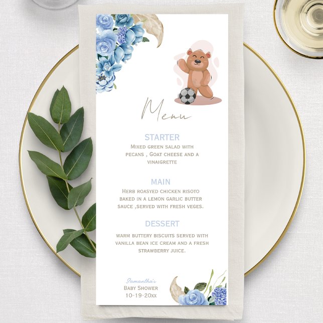It's a boy bear cute blue baby shower  menu (Creator Uploaded)