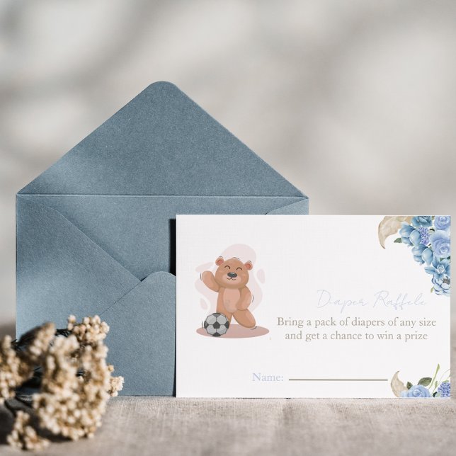 It's a boy bear cute  diaper raffle baby shower  invitation (Creator Uploaded)