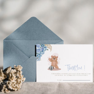 It's a boy bear Thankyou card blue baby shower