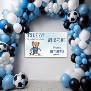 It's A Boy Bearly Wait Soccer Player Baby Shower Banner