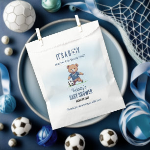 It's A Boy Bearly Wait Soccer Player Baby Shower Favour Bag